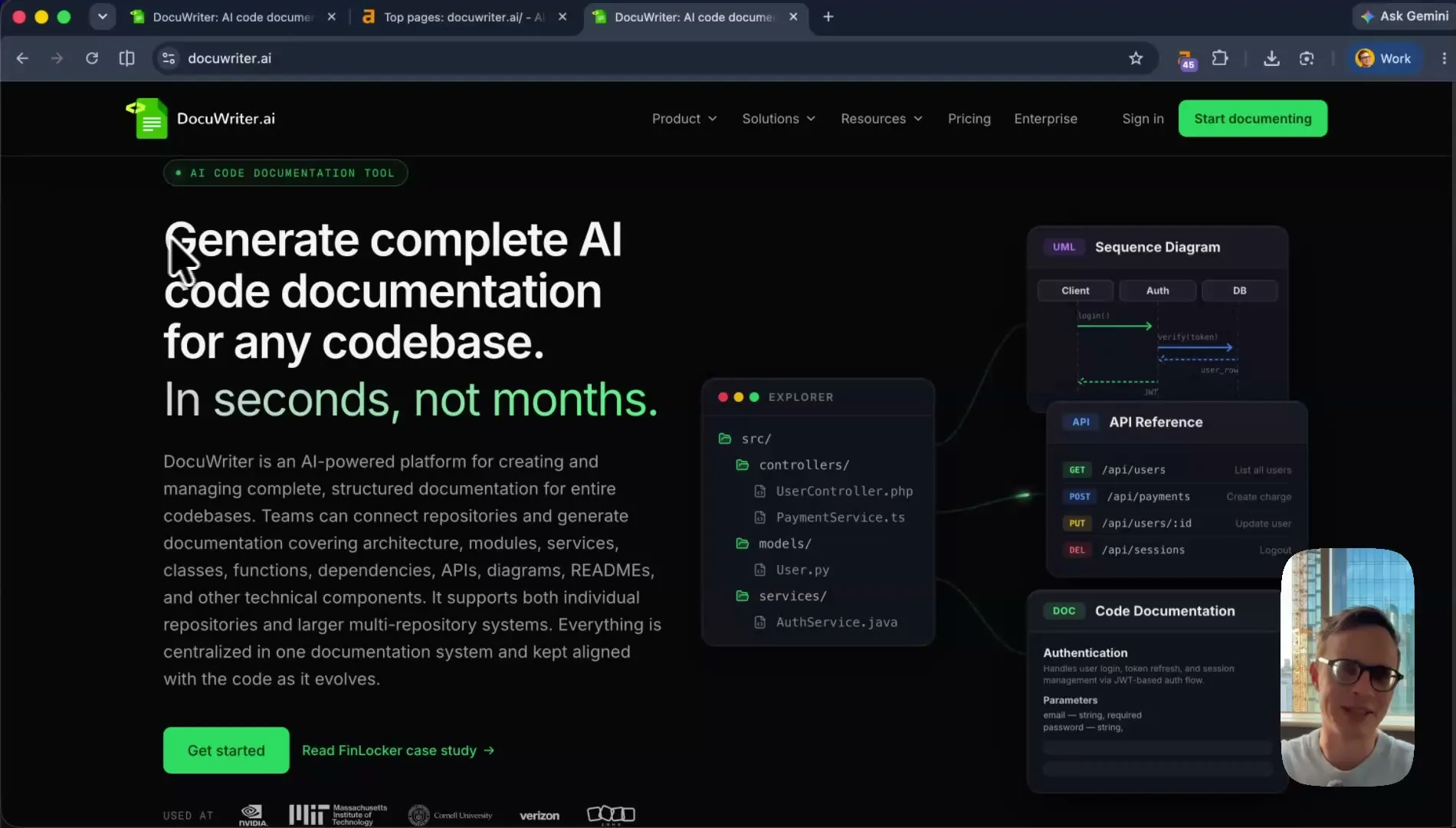 DocuWriter homepage: Generate complete AI code documentation for any codebase