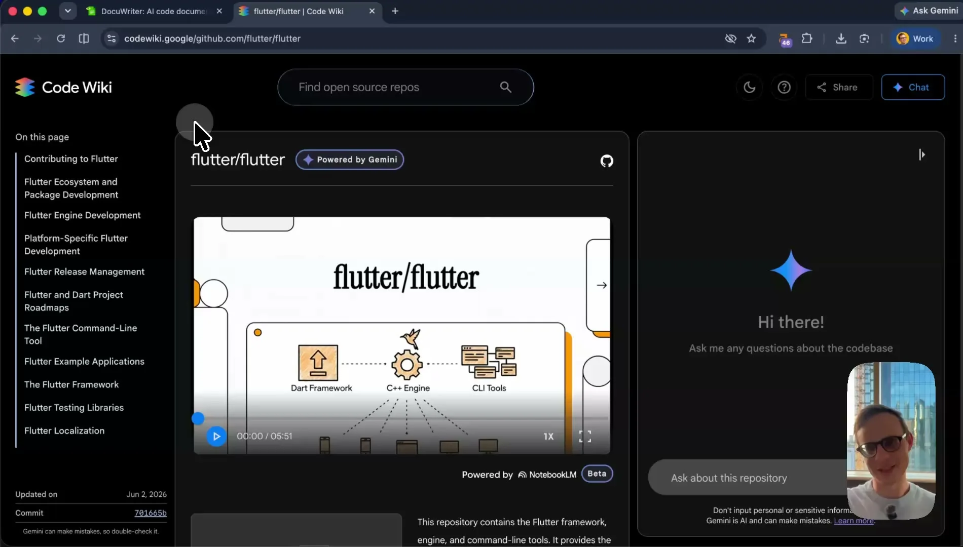 CodeWiki flutter/flutter: hosted public docs for an open-source repo