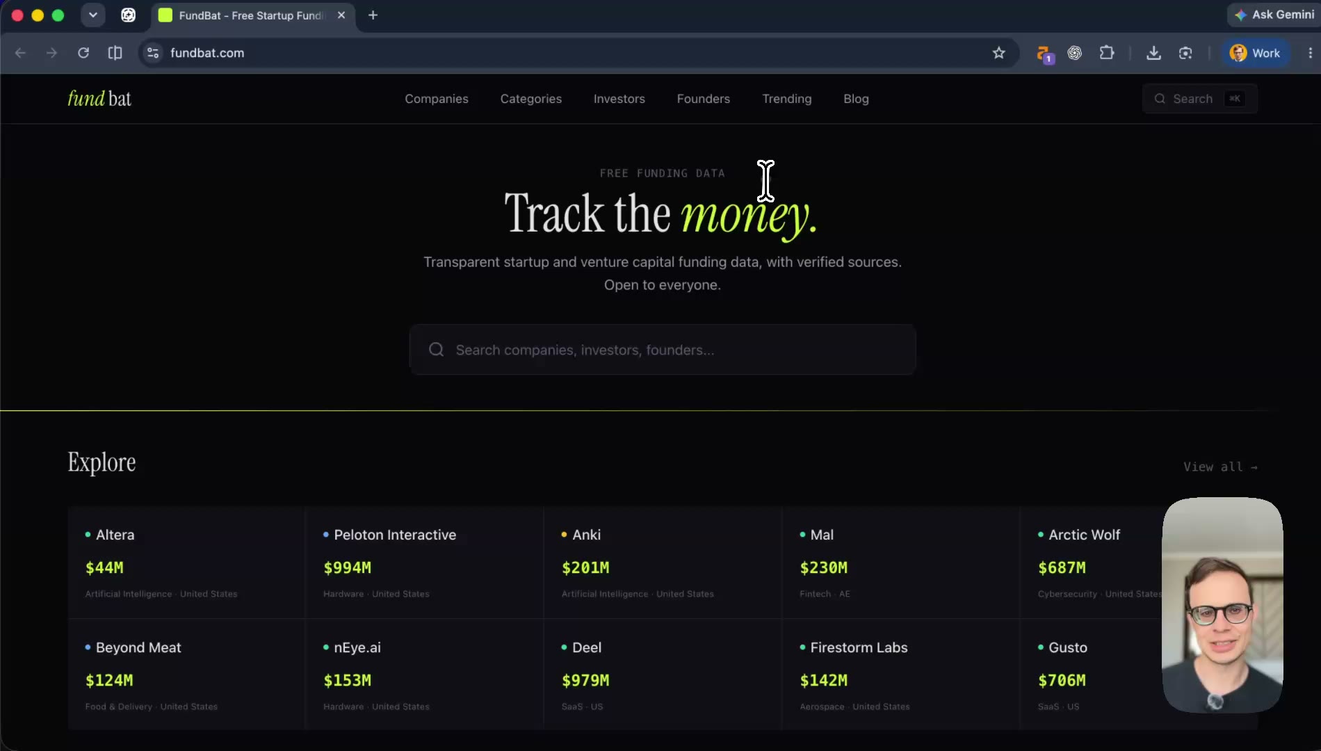 Fundbat homepage
