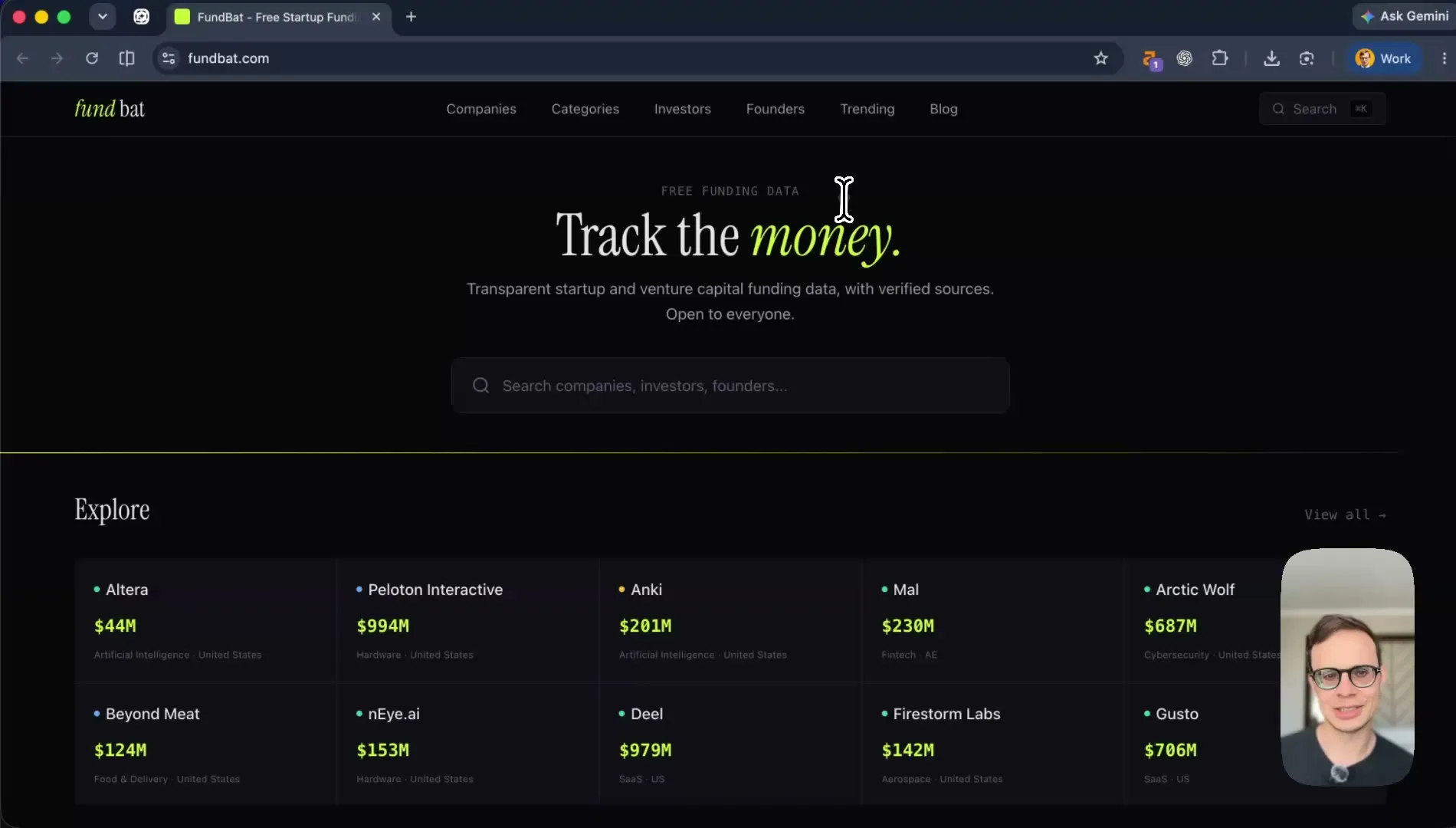 Fundbat homepage