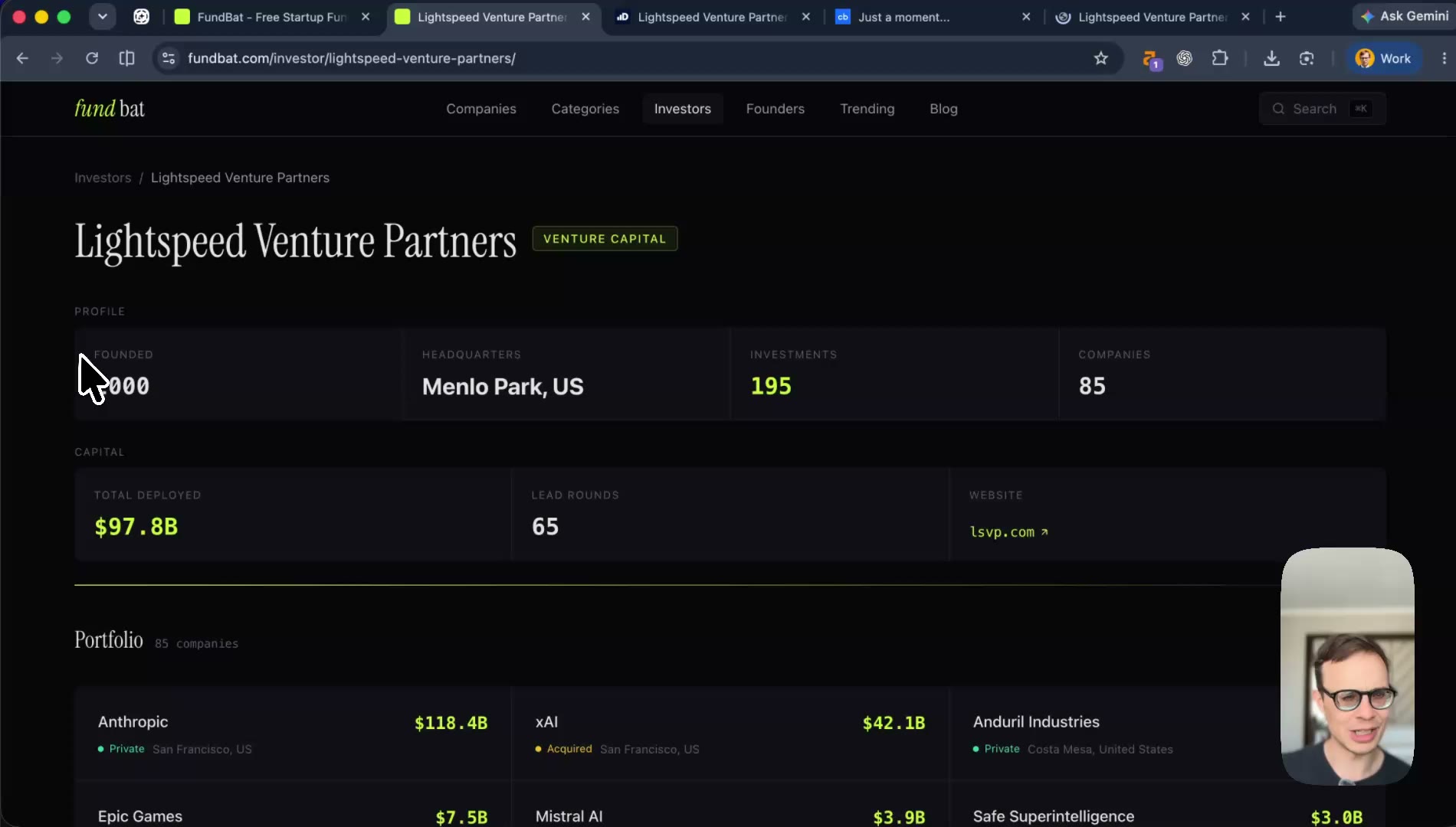 Fundbat Lightspeed investor page