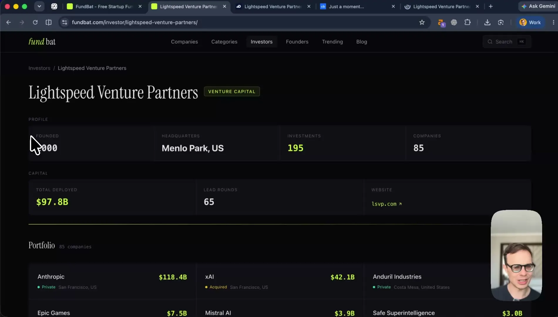 Fundbat Lightspeed investor page