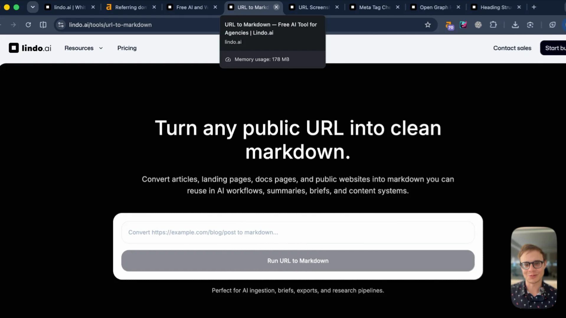 Lindo’s URL to Markdown tool: Turn any public URL into clean markdown