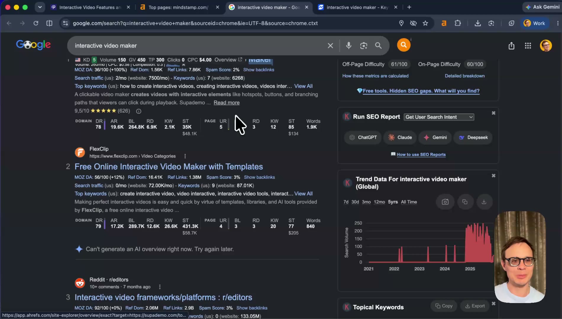 SERP for interactive video maker: FlexClip and free clickable-video tools