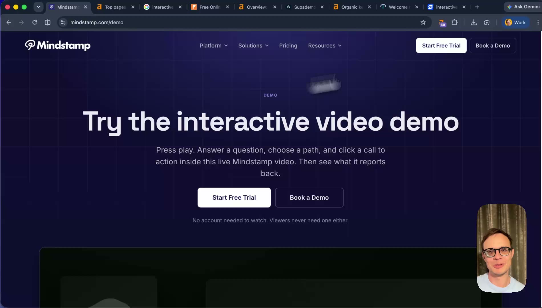 Supademo homepage keywords: interactive demo platform