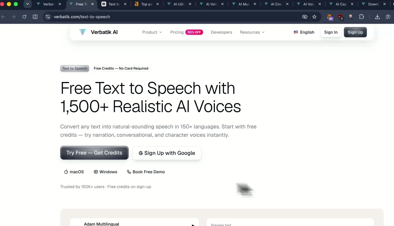 Verbatik text-to-speech page