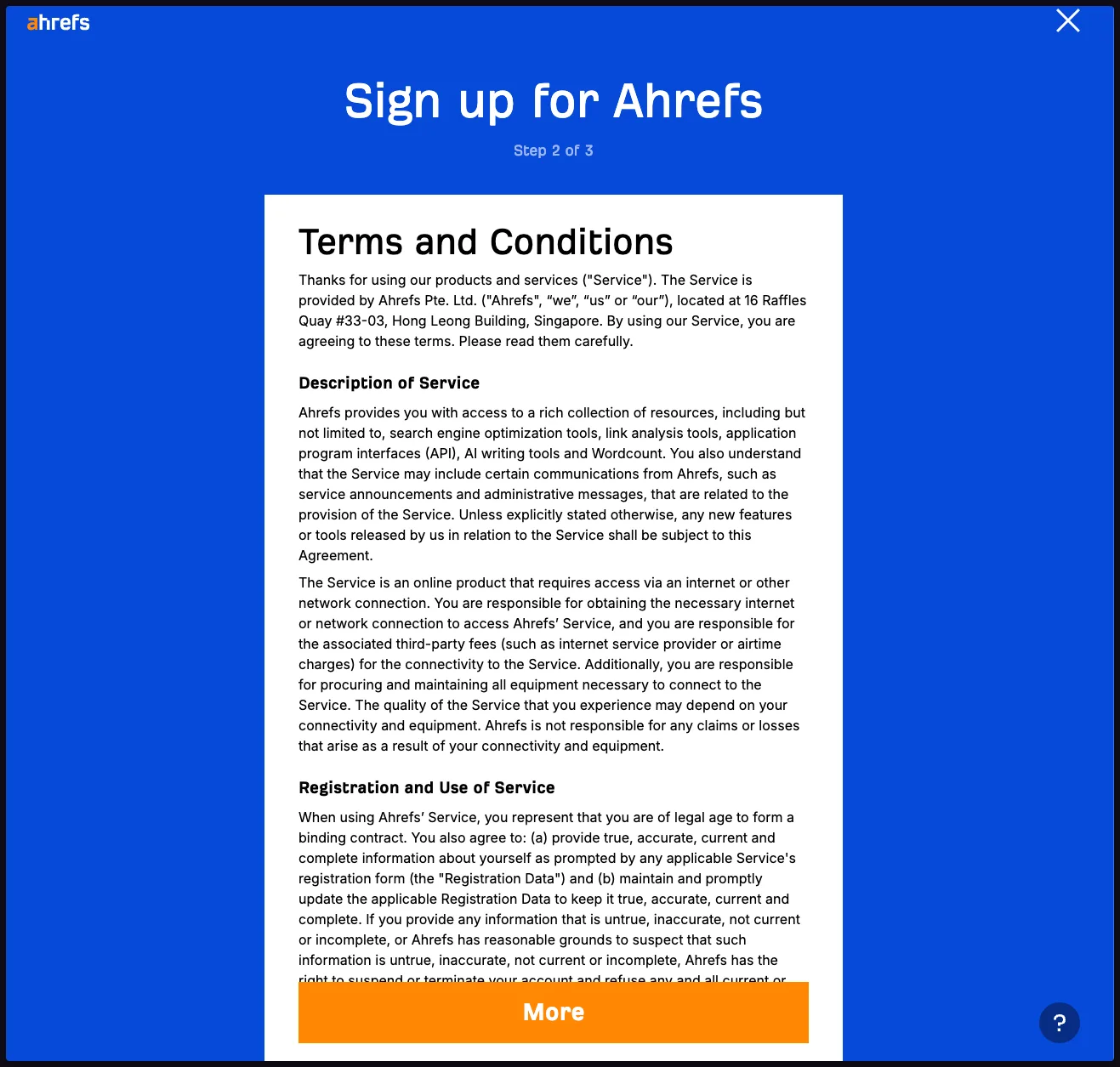 Ahrefs terms step