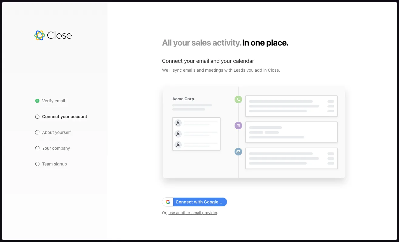 Close onboarding asking users to connect Google